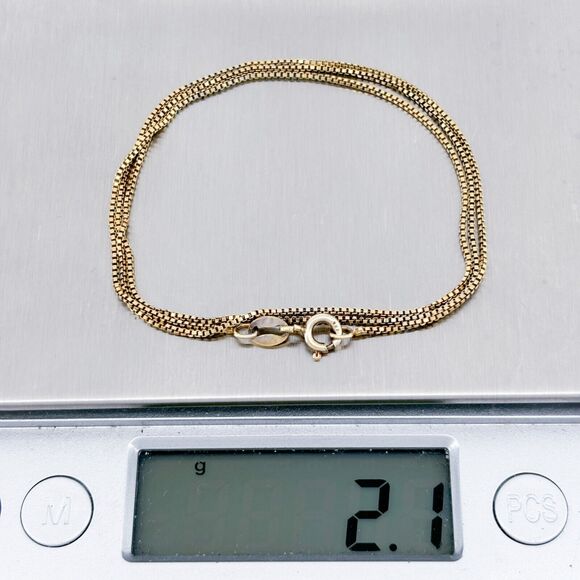 Vintage Italy JJT Sterling Silver 925 Gold-Tone 0.9mm Box Chain Necklace 17.75" - Picture 3 of 3